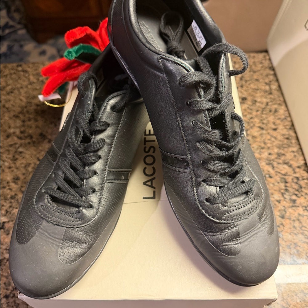 Lacoste Men's Black Leather Sneakers